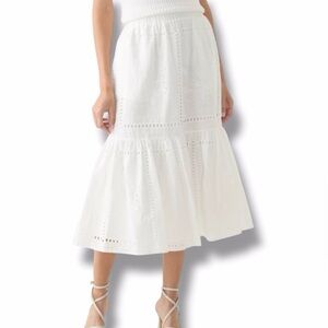 Philosophy Republic Clothing Womens Cotton Pull On White Midi Skirt Size M